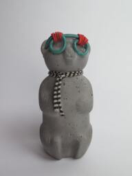 Concrete Honey Bear With Striped Scarf, Wire Nut Glasses & Magnet - thumbnail 1