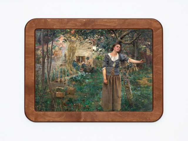 Joan Of Arc Jules Bastien-Lepage Angels Garden Trees Nature France Classic Painting Wooden Framed Art Print - image 1