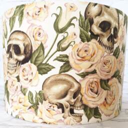 Skull & Roses Lampshade Gothic Drum Shade For Table/Ceiling Lights - thumbnail 4