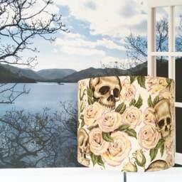 Skull & Roses Lampshade Gothic Drum Shade For Table/Ceiling Lights - thumbnail 3