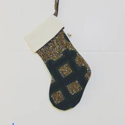 African Print Christmas Stocking Handmade Cotton Ornament - thumbnail 4