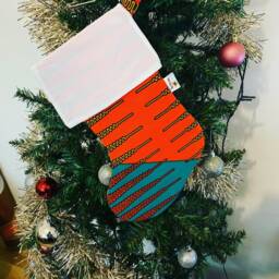 African Print Christmas Stocking Handmade Cotton Ornament