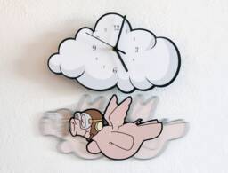 Flying Pig - Pendulum Wall Clock Baby Room Nursery Decor Shower Gift Idea