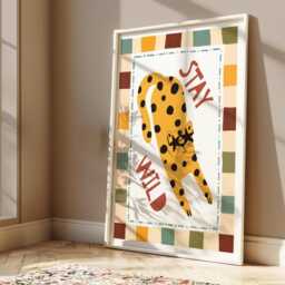 stay Wild Cat Print, Colourful Kids Prints, Cheetah Leopard Safari Jungle Boy Nursery Decor, Children's Wall Art - thumbnail 2