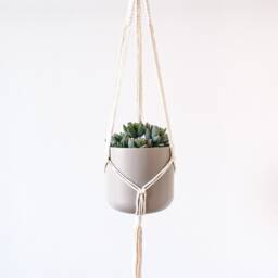 Minimal Macrame Plant Hangers - Recycled Cotton Modern Bohemian Style Decor - thumbnail 3