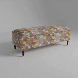 Tri Geometric Pattern Storage Footstool Pouffe. Handmade Chesterfield Traditional Coffee Table Footrest, Kids Toys & Blanket - thumbnail 3