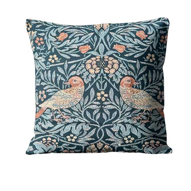 William Morris Birds Tapestry, Webbs Blue, Woven Wool & Cotton Cushion Cover - image 1