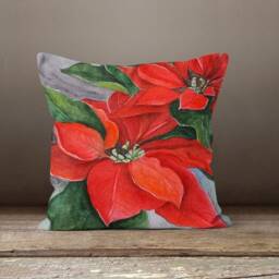 Red, Black Cushion Cover/Floral Living Room Pillow Case/Red Flower Cover/Housewarming Gift/Floral House, Patio Decoration - thumbnail 3