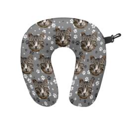 Personalised Paw Print Pet Face 1 Travel Neck Pillow - Support Cushion