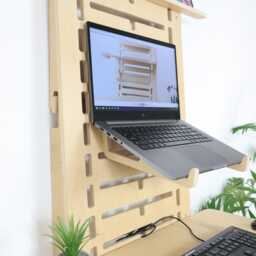 Plywood Furniture Wall Mount Desk Floating Table Adjustable Murphy Computer Hanging Office With Shelf Monitor Gifts - thumbnail 2