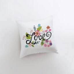 Love Floral Green Polkadot Pillow Cover - Throw Home Decor Rustic Farm Valentines I You Gift Valentine Day - thumbnail 3