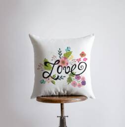 Love Floral Green Polkadot Pillow Cover - Throw Home Decor Rustic Farm Valentines I You Gift Valentine Day - thumbnail 1