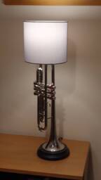 Trumpet Lamp, Silver With Round Black Satin Base, New - thumbnail 3