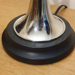 Trumpet Lamp, Silver With Round Black Satin Base, New - thumbnail 2