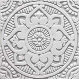 Handmade Ceramic Mandala Wall Tile Rustic Grey & White Art Decor - 20cm/7.9 - thumbnail 1