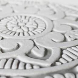 Handmade Ceramic Mandala Wall Tile Rustic Grey & White Art Decor - 20cm/7.9 - thumbnail 3