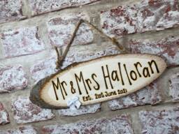 Anniversary/Wedding Gift Personalised Wooden Hanging Plaque Sign - Mr & Mrs 5Th Custom Engraving - thumbnail 1