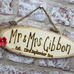 Anniversary/Wedding Gift Personalised Wooden Hanging Plaque Sign - Mr & Mrs 5Th Custom Engraving - thumbnail 3