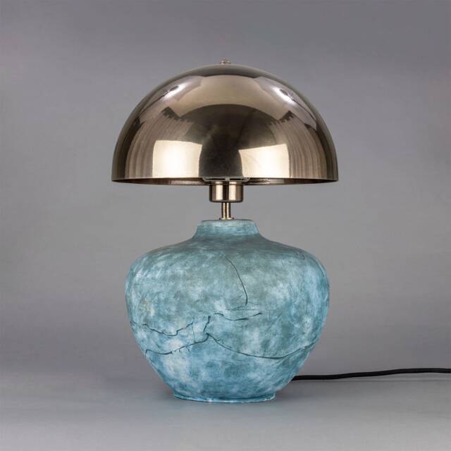Lawson Ceramic Table Lamp With Brass Dome Shade, Blue Earth - image 1