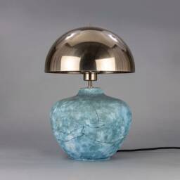 Lawson Ceramic Table Lamp With Brass Dome Shade, Blue Earth - thumbnail 1