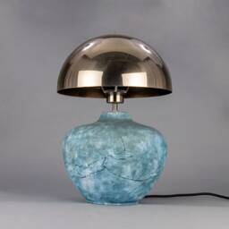 Lawson Ceramic Table Lamp With Brass Dome Shade, Blue Earth - thumbnail 2
