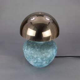 Lawson Ceramic Table Lamp With Brass Dome Shade, Blue Earth - thumbnail 3
