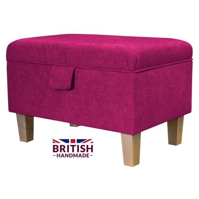 Fuchsia Pink Handmade Storage Ottoman Footstool - Upholstered Pouffe Toy Box British Bespoke Made - image 1