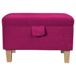 Fuchsia Pink Handmade Storage Ottoman Footstool - Upholstered Pouffe Toy Box British Bespoke Made - thumbnail 3