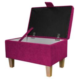 Fuchsia Pink Handmade Storage Ottoman Footstool - Upholstered Pouffe Toy Box British Bespoke Made - thumbnail 2
