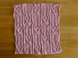 Handknitted Baby Blanket, Luxury, Pink, Soft, Extrafine Merino Wool, Loveheart Design, Girl, Pram, Babyshower, Gift, 70 X 63 cm - thumbnail 1