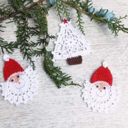 Crochet Christmas Tree Decor Ornaments Set Of 12, Home - thumbnail 3