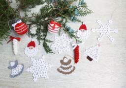 Crochet Christmas Tree Decor Ornaments Set Of 12, Home - thumbnail 1