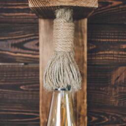Handmade Rustic Wood Wall Sconce, Jute Rope Industrial Light - thumbnail 3