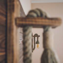 Handmade Rustic Wood Wall Sconce, Jute Rope Industrial Light - thumbnail 4