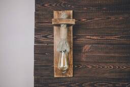 Handmade Rustic Wood Wall Sconce, Jute Rope Industrial Light - thumbnail 1
