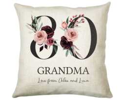 Personalised 80Th Birthday Cushion Gift Printed Name Design - Throw Pillow For Mum Nan Grandma Idea Cs003 - thumbnail 1