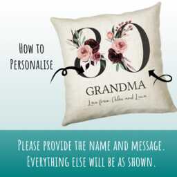 Personalised 80Th Birthday Cushion Gift Printed Name Design - Throw Pillow For Mum Nan Grandma Idea Cs003 - thumbnail 3