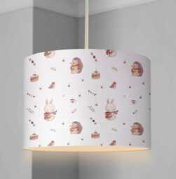 Lampshade - Woodland Animals & Cake, Lampshade Or Table Lampshade Childrens Room Round - thumbnail 1