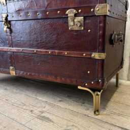 English Handmade Luxury Leather Trunk - Custom Made Reclaimed Bespoke Chest - thumbnail 4