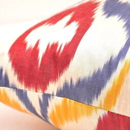 Handloom Ikat Pillow Cover, Silk Cotton Cushion, 20x20 - thumbnail 3