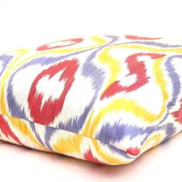 Handloom Ikat Pillow Cover, Silk Cotton Cushion, 20x20 - thumbnail 2