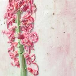 Tile Hyacinth Cast. Botanical Decorative Unique Plaster Wall Art Frame Wood Concrete Impression Pressed Flowers Eco Friendly - thumbnail 3