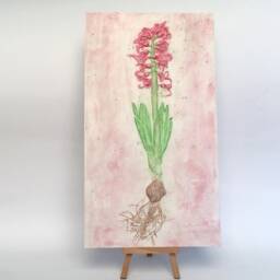 Tile Hyacinth Cast. Botanical Decorative Unique Plaster Wall Art Frame Wood Concrete Impression Pressed Flowers Eco Friendly - thumbnail 2