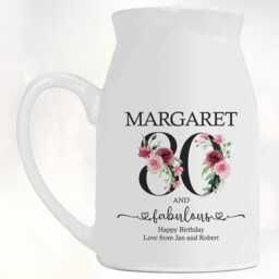 80Th Birthday Gift For Women - 80 & Fabulous Small Personalised Flower Pot Vase 1946 Her Ladies Floral Design Nan Gran Bnk80 - thumbnail 3