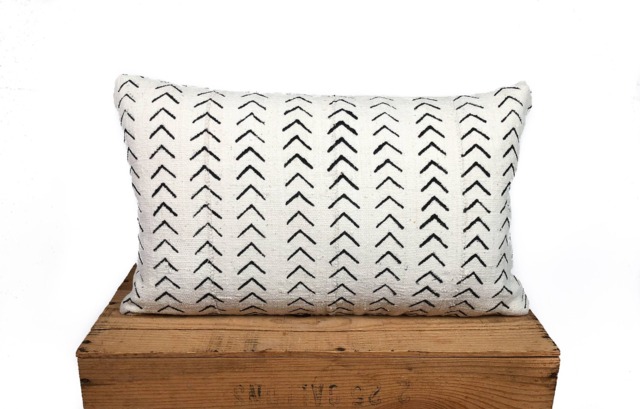 African Mudcloth Pillow Cover, Black Mini Arrow Print, Boho Decor - image 1