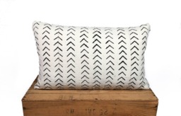 African Mudcloth Pillow Cover, Black Mini Arrow Print, Boho Decor - thumbnail 1