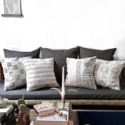 African Mudcloth Pillow Cover, Black Mini Arrow Print, Boho Decor - thumbnail 3