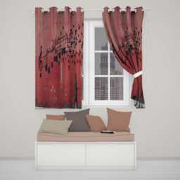 Red Music Notes Transforming Into Flying Birds Art Expressive Wall Home Decor Readymade Eyelet Ring Top Thermal 100% Blackout Curtains - thumbnail 2