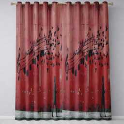 Red Music Notes Transforming Into Flying Birds Art Expressive Wall Home Decor Readymade Eyelet Ring Top Thermal 100% Blackout Curtains - thumbnail 3