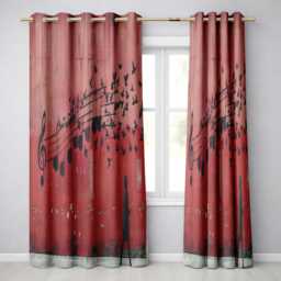 Red Music Notes Transforming Into Flying Birds Art Expressive Wall Home Decor Readymade Eyelet Ring Top Thermal 100% Blackout Curtains - thumbnail 1